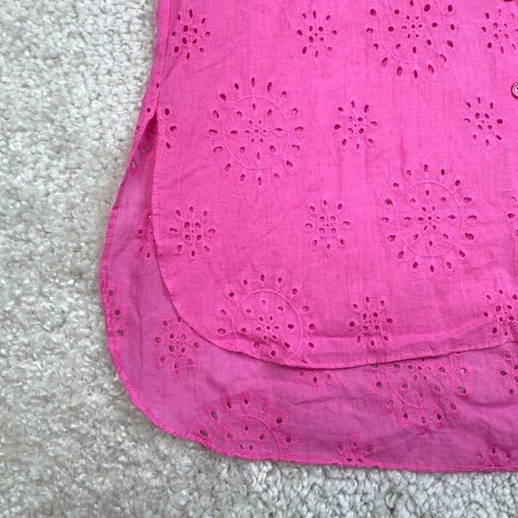 Umgee Pink Eyelet Button Front 3/4 Sleeve Shirt NEW - Picture 6 of 8